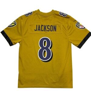Nike Baltimore Ravens Football Jersey Youth Medium Gold Jackson #8 On Field NFL